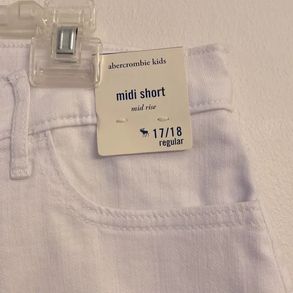 Abercrombie and Fitch Kids Mid Rise MIDI Shorts White Fringe NWT 17/18 Regular - Picture 2 of 9